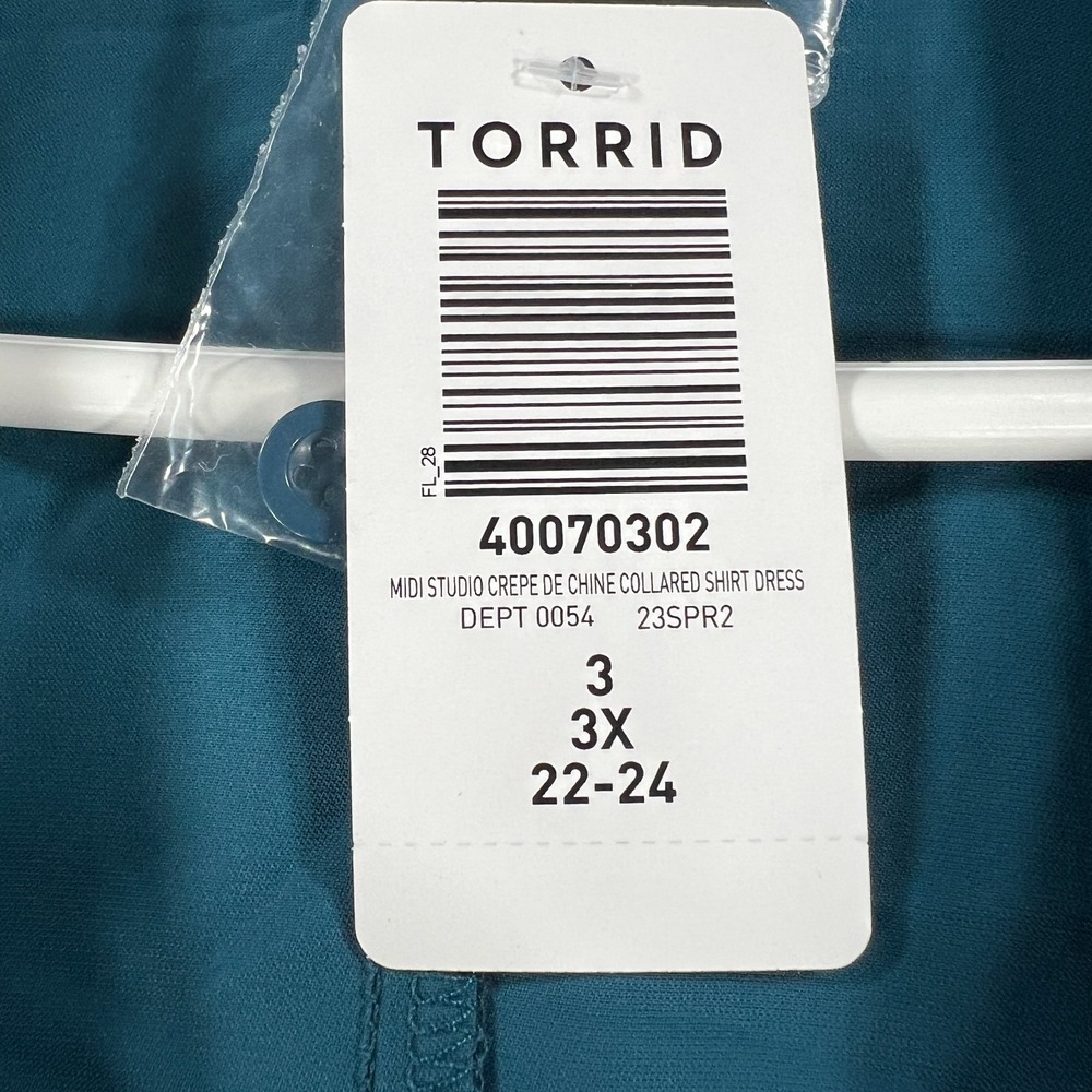 Torrid Maxi Dress Womens 3 Teal Collared V Neck Long Sleeve Plus Size Flowy New - Picture 5 of 10
